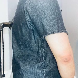 Black short sleeve denim shirt